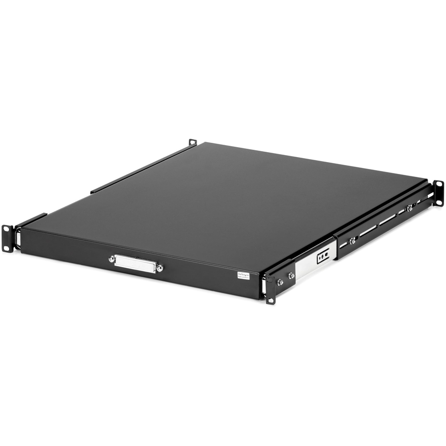 StarTech 1U Sliding Server Rack Mount Keyboard Shelf Tray, 55lbs (25Kg), 22in (55cm) Deep Steel Pull Out Drawer for 19" Equipment Rack