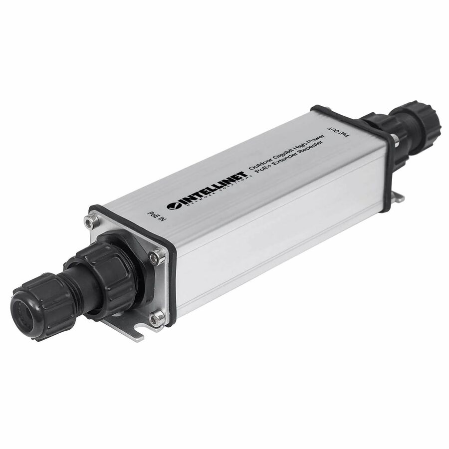 Intellinet Network Solutions Outdoor Gigabit High-Power PoE+ Extender Repeater, Extends Range Beyond the 328 ft (100 m) Limit, Metal Housing, IP65