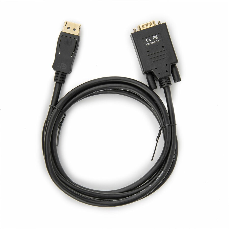 Rocstor Premium 6 ft DisplayPort to VGA Cable M/M- DisplayPort to VGA Supporting 1920x1200 1080p at 60Hz - DP/VGA cable for Notebook, Computers, Projector, TV, Video Device - 6 ft (1.83m) - 1 Retial Pack - Gold Platted - 1 x DisplayPort Male Digital Audio/Video - 1 x HD-15 Male VGA - Black DP TO VGA BLK