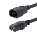 StarTech 10ft (3m) Heavy Duty Extension Cord, IEC C14 to IEC C15 Black Extension Cord, 15A 125V, 14AWG, Heavy Gauge Power Cable