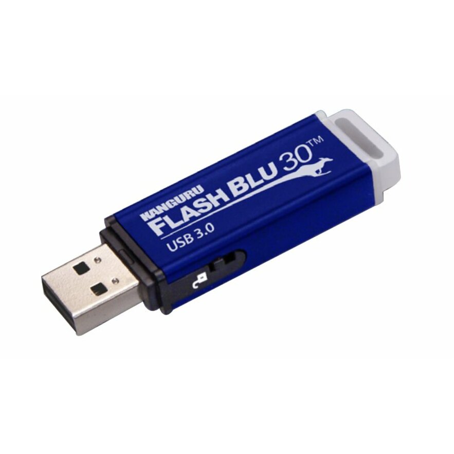 Kanguru FlashBlu30 with Physical Write Protect Switch SuperSpeed USB3.0 Flash Drive