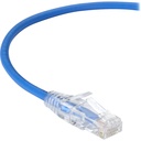Black Box Slim-Net Cat.6 UTP Patch Network Cable - 3 ft Category 6 Network Cable for Patch Panel, Wallplate, Network Device - First End: 1 x RJ-45 Network - Male - Second End: 1 x RJ-45 Network - Male - 10 Gbit/s - Patch Cable - Gold Plated Contact - CM - 28 AWG - Blue