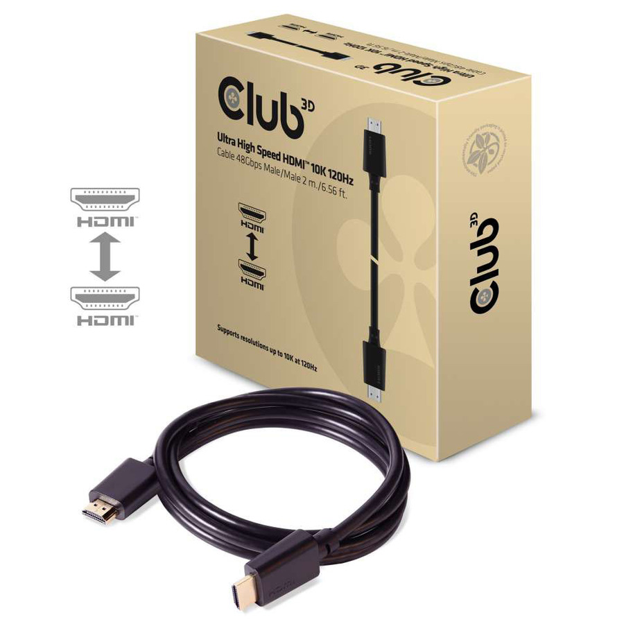Club 3D Ultra High Speed HDMI Cable 10K 120Hz 48Gbps M/M 2 m./6.56 ft.