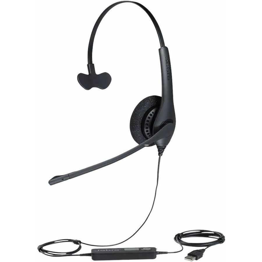 Jabra Biz 1500 Headset - Mono - USB - Wired - 32 Ohm - 20 Hz to 6.80 kHz - Over-the-head - Monaural - Supra-aural - 7.55 ft Cable - Noise Cancelling, Uni-directional Microphone - Noise Canceling - Black