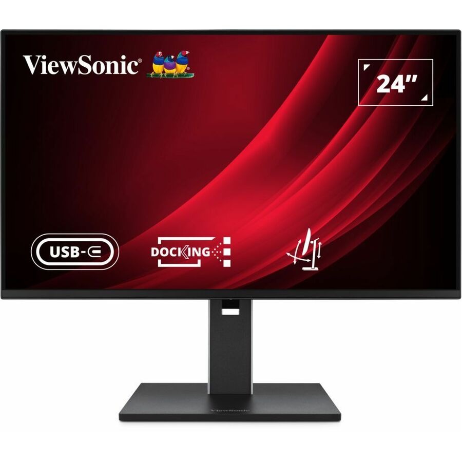ViewSonic VG2458 24 Inch 1080p Docking Monitor, IPS Display with 100W USB-C for Smooth Home and Office Productivity, Full Ergonomic Adjustability, RJ45, HDMI, 5-Port USB Hub, and DisplayPort Inputs