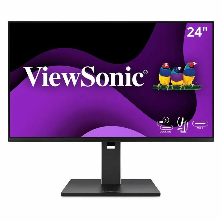 ViewSonic VG2458 24 Inch 1080p Docking Monitor, IPS Display with 100W USB-C for Smooth Home and Office Productivity, Full Ergonomic Adjustability, RJ45, HDMI, 5-Port USB Hub, and DisplayPort Inputs