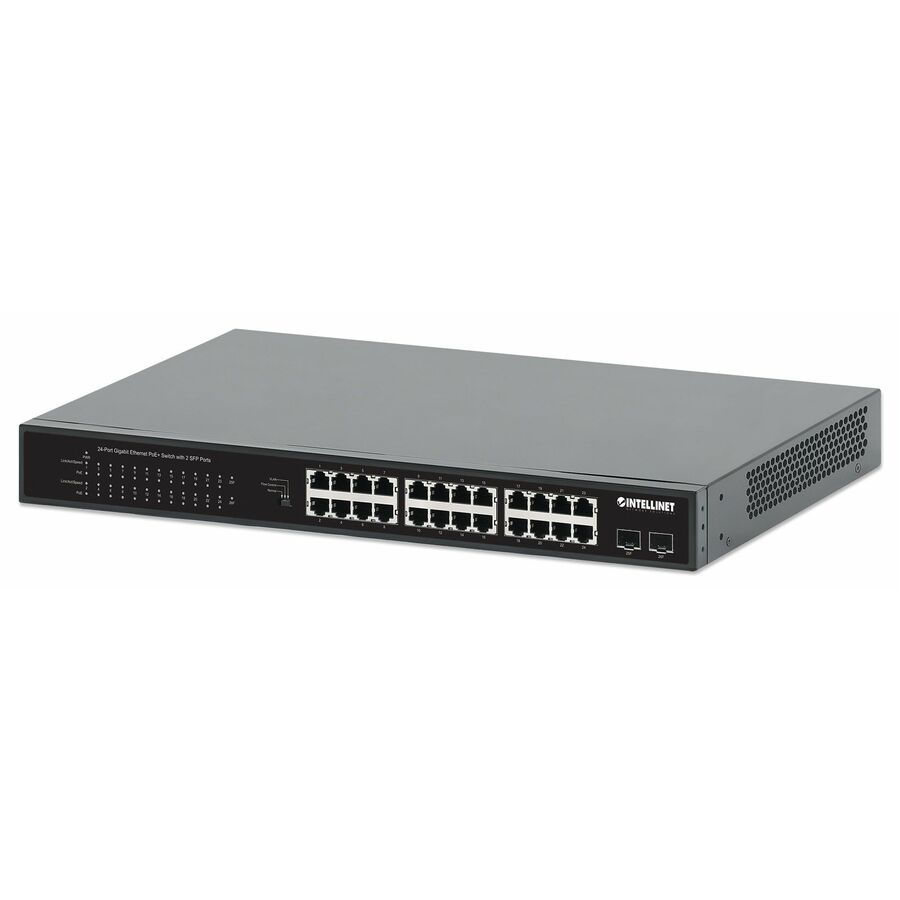 Intellinet 24-Port Gigabit Ethernet PoE+ Switch with 2 SFP Ports