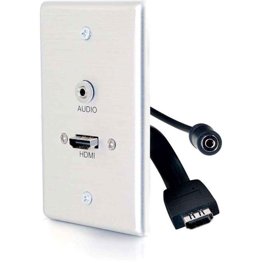 C2G Single Gang HDMI Wall Plate with 3.5mm Audio Aluminum