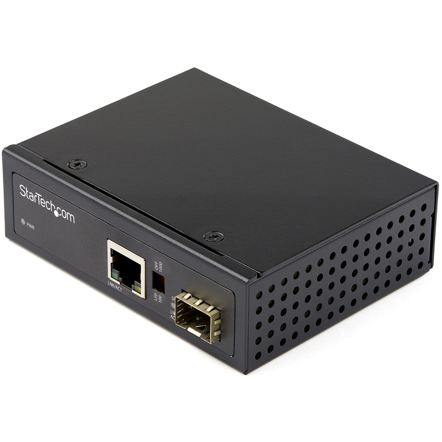 StarTech Industrial Fiber to Ethernet Media Converter, 1Gbps SFP to RJ45/CAT6, SM/MM Fiber to Copper Gigabit Network, 12V Input, TAA