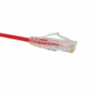 Unirise Clearfit Slim Cat6 Patch Cable, Snagless, Red, 8ft