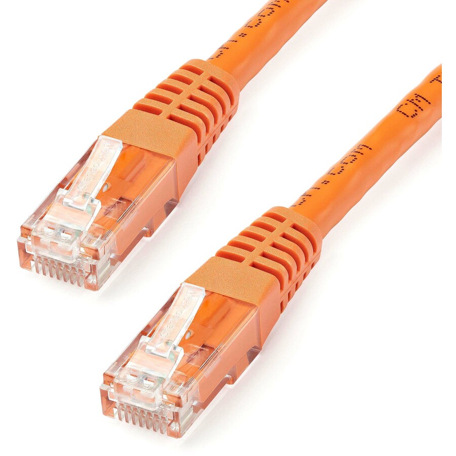 StarTech 100ft CAT6 Ethernet Cable - Orange Molded Gigabit - 100W PoE UTP 250Mhz Category 6 Patch Cord UL Certified Wiring/TIA
