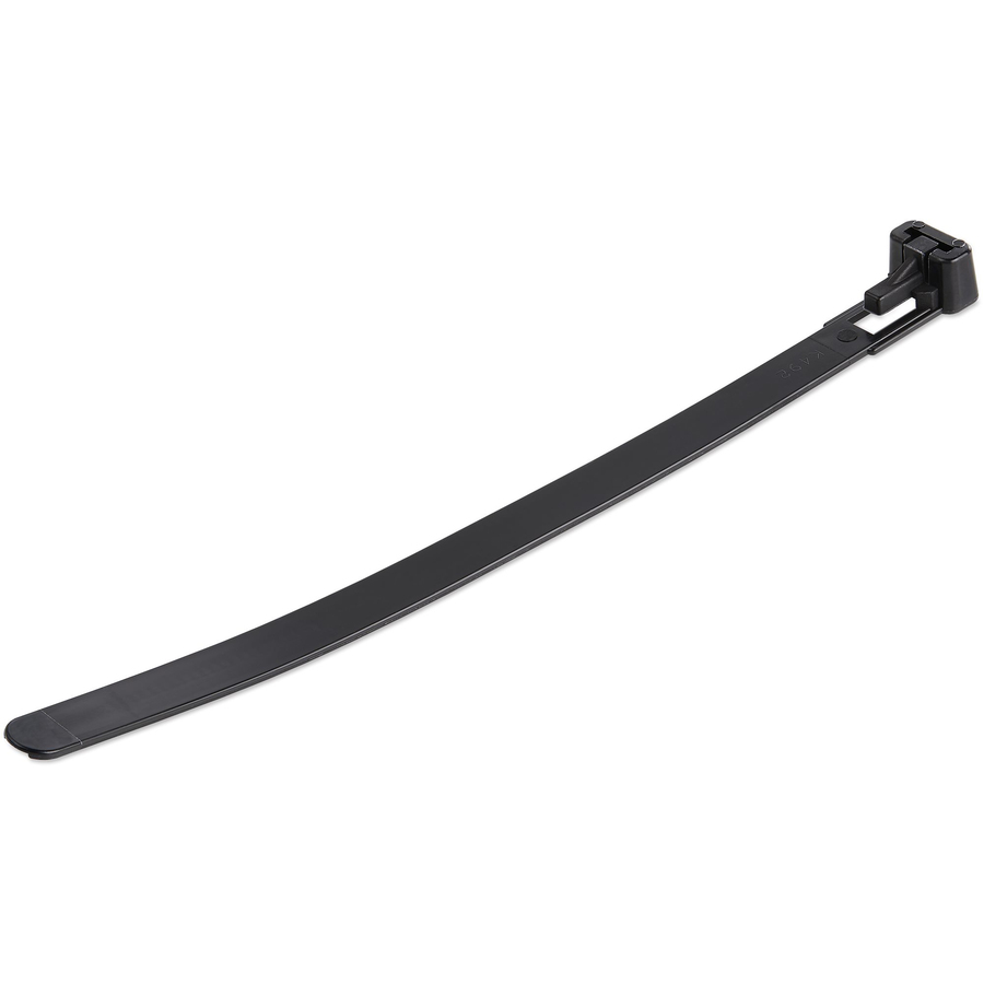 StarTech 6"(15cm) Reusable Cable Ties, 1-3/8"(35mm) Dia. 50lb(22Kg) Tensile Strength, Nylon, In/Outdoor, UL, 100 Pack, Black, TAA