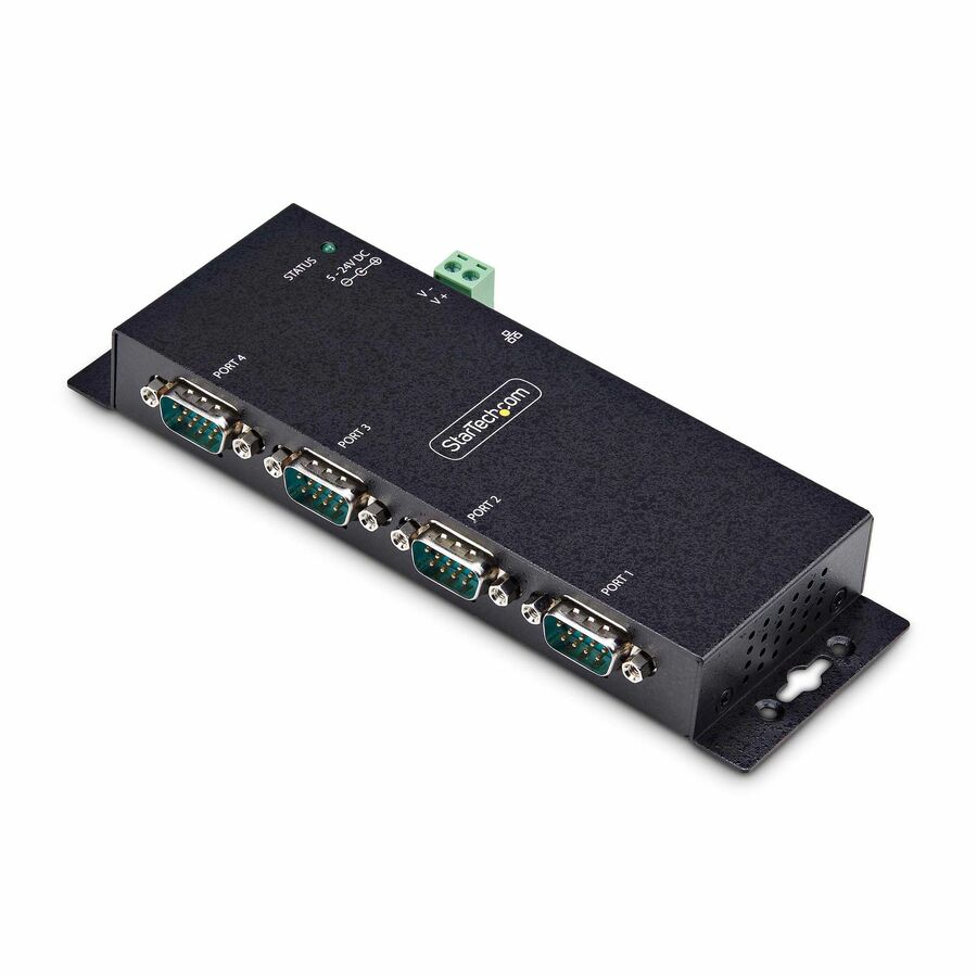 StarTech.com 4-Port Serial to Ethernet Adapter, IP Serial Device Server For Remote RS232 Devices, Wall/DIN Rail Mount, LAN To DB9 Converter - 4-Port serial to Ethernet device server; Ideal for remote RS232 device management over IP network - Supports Telnet/TCP server/TCP Client/UDP - Windows-based software for VCOMs and device management - DC jack/Terminal block power; ESD level 4