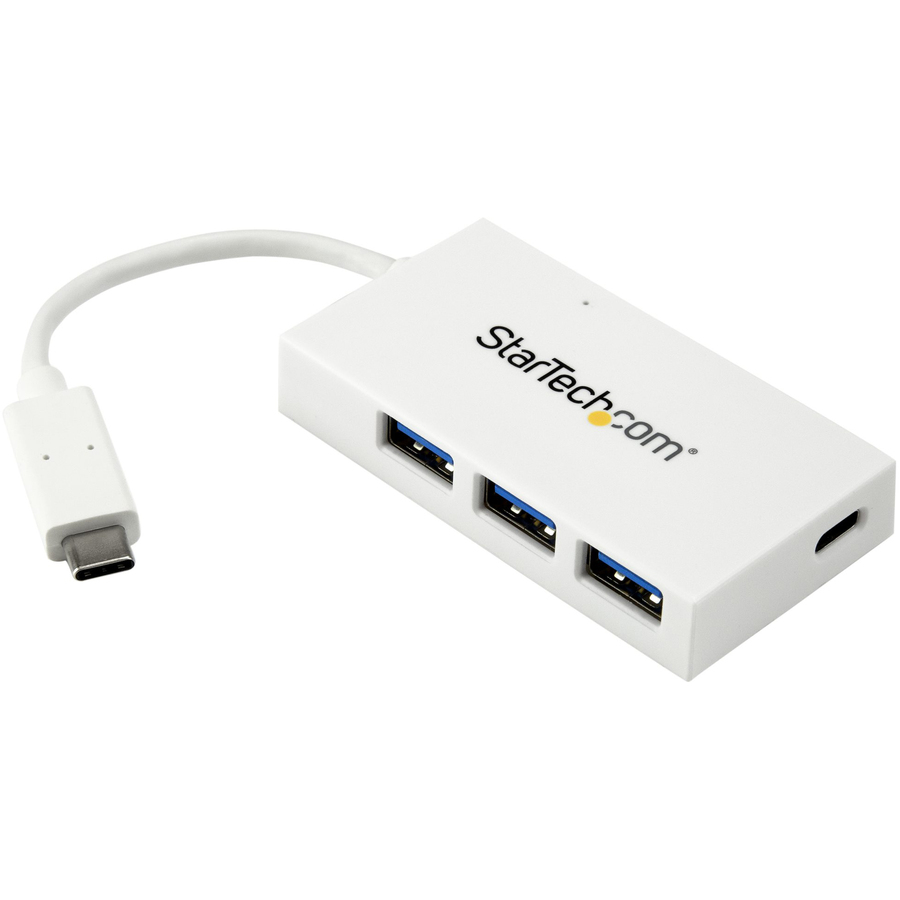 StarTech 4 Port USB C Hub with 1x USB-C & 3x USB-A (SuperSpeed 5Gbps), USB Bus Powered, Portable/Laptop USB 3.0 Type-C Hub, White, TAA