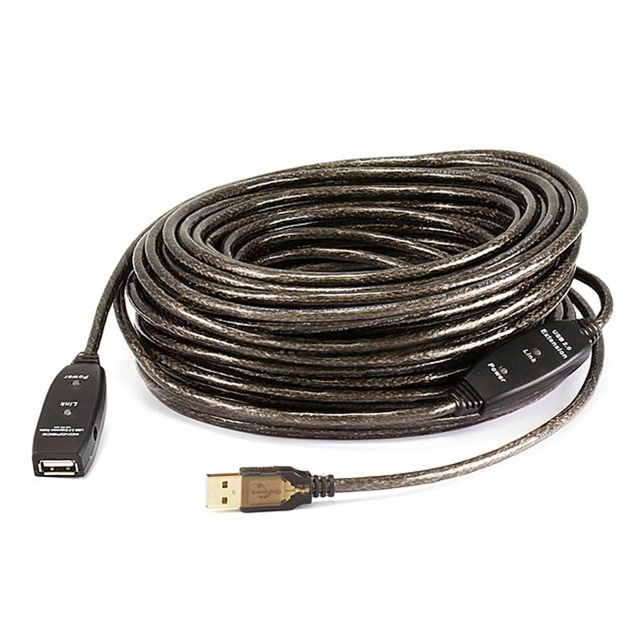 Monoprice USB Data Transfer Cable - 82 ft USB Data Transfer Cable for Camera, Printer, Webcam, Keyboard/Mouse, Gaming Console, Hard Drive, Hub - First End: 1 x USB 2.0 Type A - Male - Second End: 1 x USB 2.0 Type A - Female - 480 Mbit/s - Extension Cable - Gold Plated Connector - 26/22 AWG
