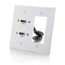 C2G Dual HDMI Pass Through Double Gang Wall Plate with One Decorative Cutout-White