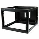 StarTech.com 4-Post 6U Hinged Wall-Mount Network Rack, 19" Open Frame Server Rack, Wall Mount Data Rack for IT Computer Equipment, TAA~ - 6U Open Frame Wall Mount Server Rack - Network rack with 19.8inch mounting depth offers a hinged design for easy equipment access - 4-Post computer rack with 109lbs (49kg) weight capacity - Cage nuts and screws included - TAA, EIA/ECA-310-E Compliant~