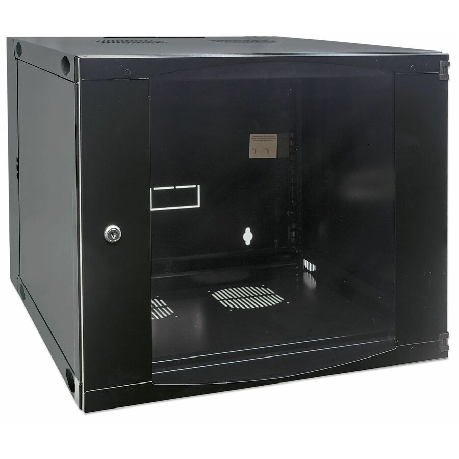 19" Network Cabinet - Wall Mount (Double Section Hinged Swing Out), 9U, 600mm Deep, Black, Flatpack, Max 30kg, Swings out for access to back of cabinet when installed on wall, 19" , Usable Depth 385mm, Parts for wall installation not included
