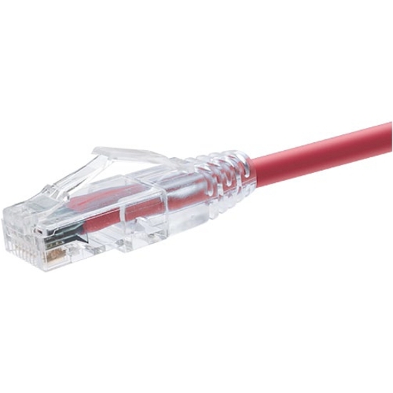 Unirise ClearFit Cat.6 UTP Patch Network Cable - 10 ft Category 6 Network Cable for Network Device - First End: 1 x RJ-45 Network - Male - Second End: 1 x RJ-45 Network - Male - Patch Cable - Gold Plated Contact - Red