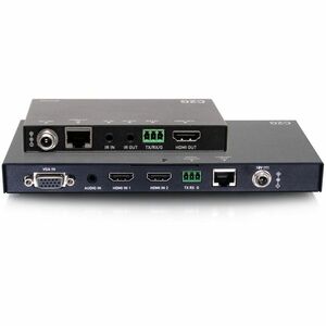 C2G Dual 4K HDMI® HDBaseT + VGA, 3.5mm, and RS232 over Cat Switching Extender Box Transmitter to Ultra-Slim Box Receiver - 4K 60Hz