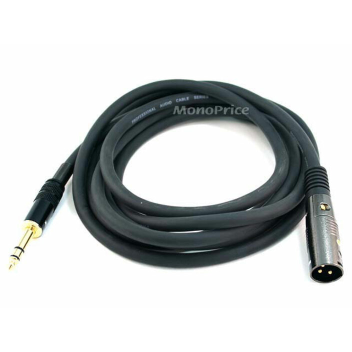 Monoprice 10ft Premier Series XLR Male to 1/4inch TRS Male 16AWG Cable (Gold Plated)