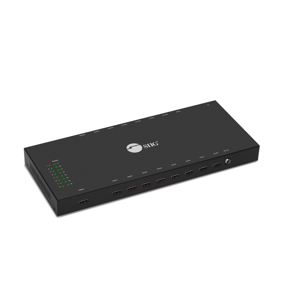 SIIG 1x16 HDMI Splitter with 3D and 4Kx2K - 3840 � 2160 - 1 x HDMI In - 16 x HDMI Out - Metal