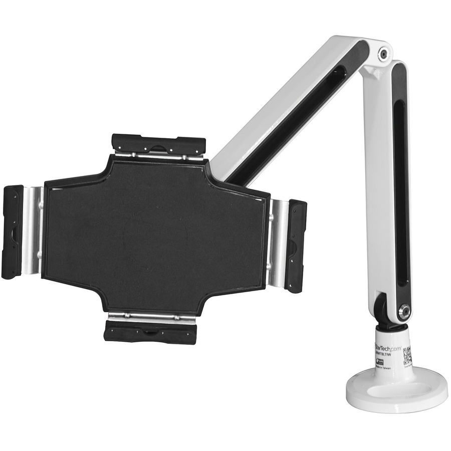 StarTech Desk-Mount Tablet Arm, Articulating, For 9" to 11" Tablets, iPad or Android Tablet Holder, Lockable, Steel, White, TAA