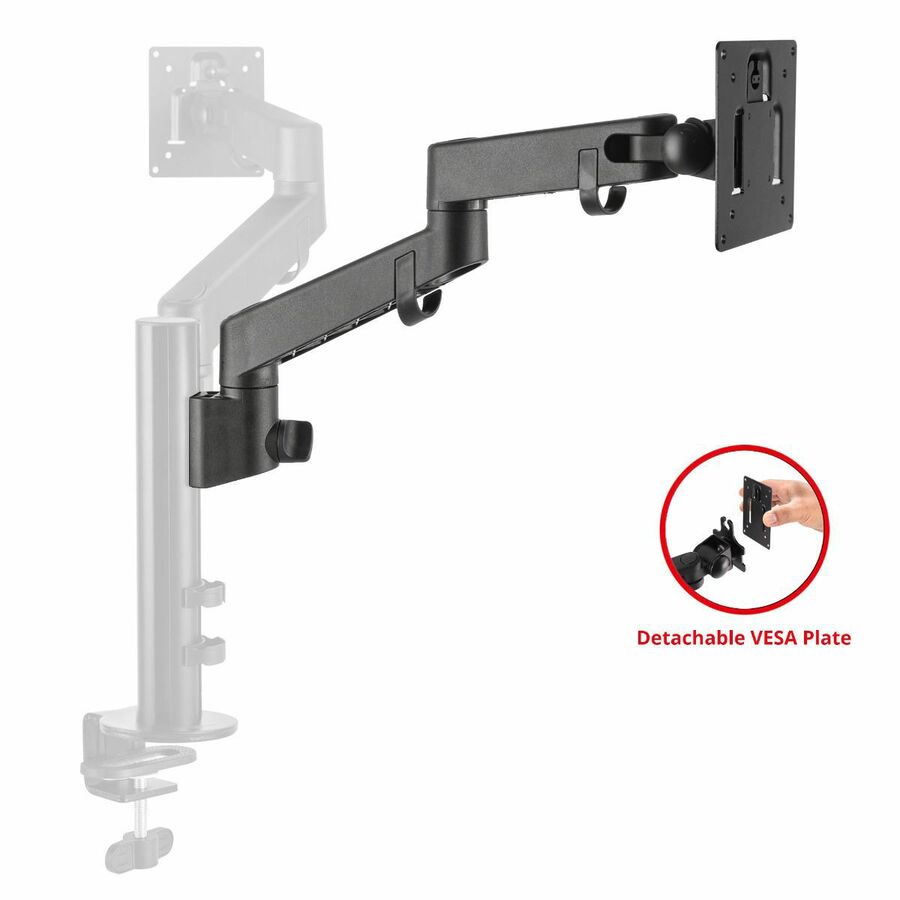 SIIG Mounting Arm for Monitor - Black - Height Adjustable - 14" to 30" Screen Support - 17.60 lb Load Capacity - 75 x 75, 100 x 100 - VESA Mount Compatible - Steel, Nylon, Aluminum