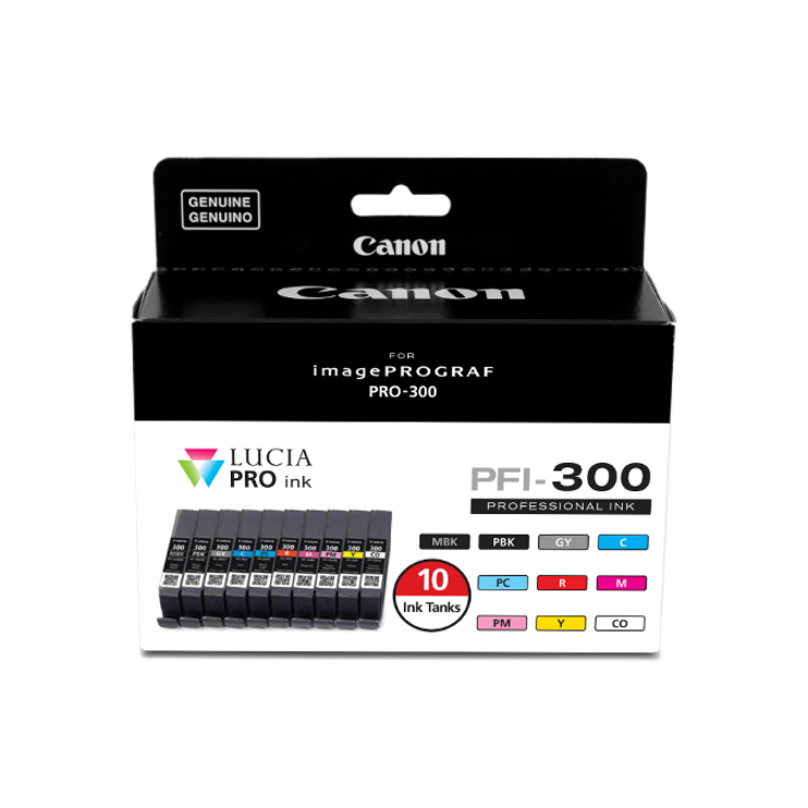 Canon LUCIA PRO PFI-300 Original Inkjet Ink Cartridge - Value Pack - Photo Black, Matte Black, Cyan, Gray, Magenta, Yellow, Red, Photo Cyan, Photo Magenta, Chroma Optimizer - 10 / Pack