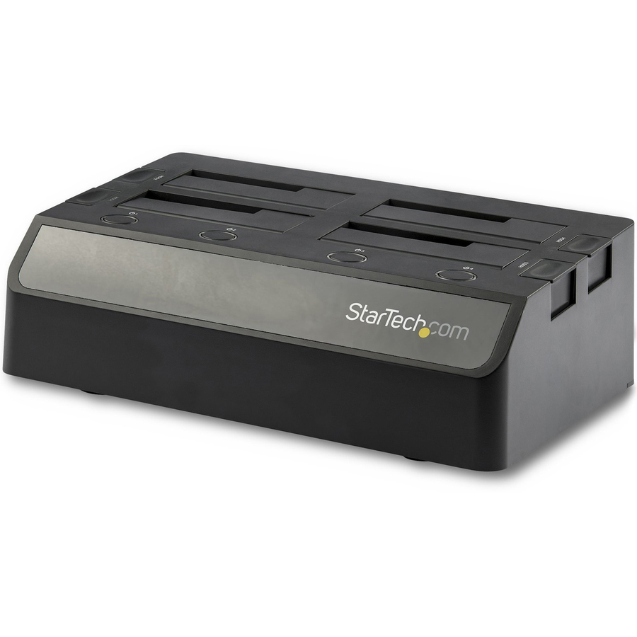 StarTech.com 4-Bay USB 3.1 to SATA Hard Drive Docking Station, 2.5/3.5" SATA III (6Gbps) SSD/HDD Dock, 10Gbps Top Loading Drive Bay - Quad-Bay Hard Drive Dock for 2.5" / 3.5" SATA drives; SATA III (6.0 Gbps) HDD/SSD; USB 3.2 Gen 2 (10 Gbps); Dual 60mm Fans; Top-Loading Drive Bay w/ Dust Covers and Eject Buttons; LED Status Lights; Hot Swappable; No software or drivers required