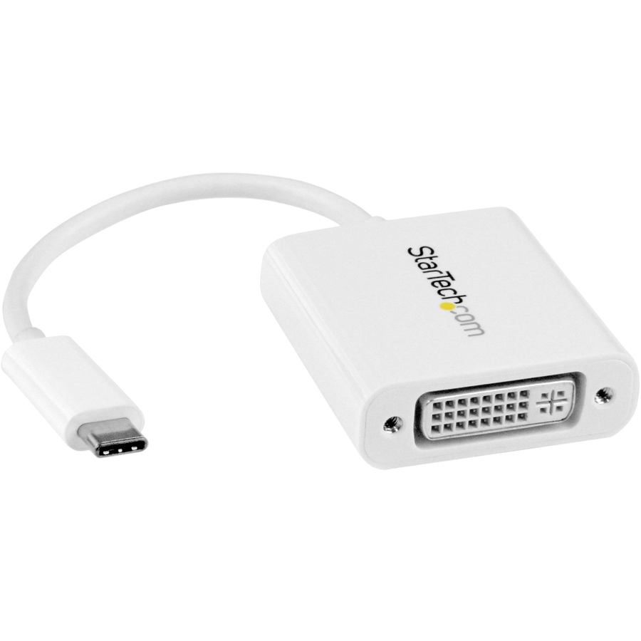 StarTech USB C to DVI Adapter - White - Thunderbolt 3 Compatible - 1920x1200 - USB-C to DVI Adapter for USB-C devices such as your 2018 iPad Pro - DVI-I Converter