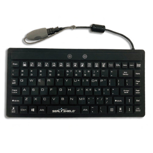 Seal Shield Silk Mini Glow Waterproof Silicone Backlit Keyboard - Cable Connectivity - USB Interface - English (US) - PC - Black