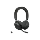 Jabra Evolve2 75 Wireless On-ear Stereo Headset - USB-C - For MS Teams - With Charging Stand - Black - Binaural - Ear-cup - 3000 cm - Bluetooth - 20 Hz to 20 kHz - MEMS Technology Microphone - Noise Cancelling