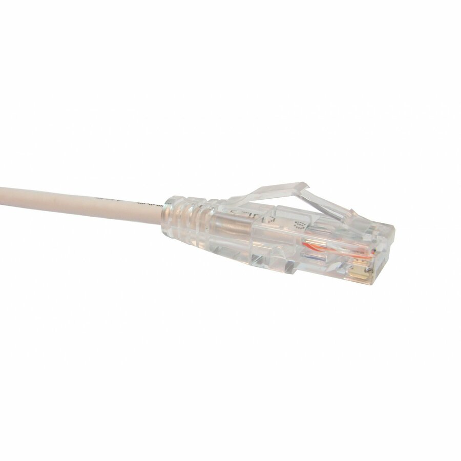 Unirise Clearfit Slim Cat6 Patch Cable, Snagless, White, 7ft