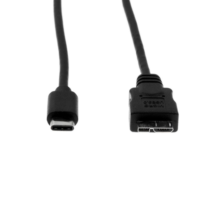 Rocstor Premium USB-C to Micro-B Cable 3ft (1m) - M/M - USB 3.0 - USB Type-C to Micro-USB Cable - USB for External Hard Drive, Tablet, Notebook - 3 ft - 1 Pack - 1 x Type C Male USB - 1 x Type B Male Micro USB - Nickel Plated - Shielding - Black CABLE 1M