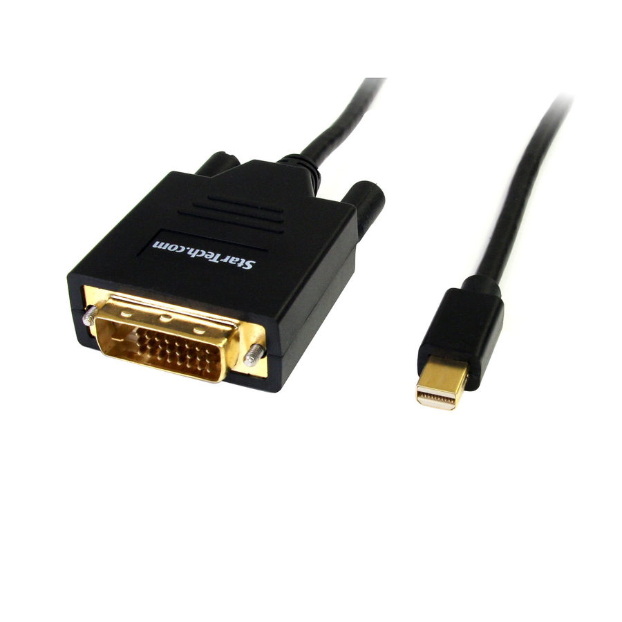 StarTech.com 6ft Mini DisplayPort to DVI Cable, Mini DP to DVI-D Adapter/Converter Cable, 1080p Video, mDP 1.2 to DVI Monitor/Display - 6ft Passive Mini DP to DVI-D single-link cable 1080p 60Hz; mDP 1.2 HBR2; EDID - Mini DisplayPort to DVI cable converter connects mDP++ source to DVI monitor/display - Video adapter cable prevents signal loss - Works w/Thunderbolt 1/2 - OS independent