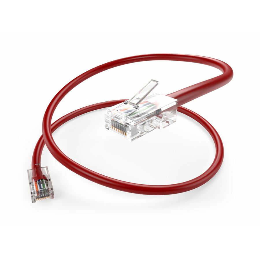 Unirise Cat.5e Patch UTP Network Cable - 3 ft Category 5e Network Cable for Network Device - First End: 1 x RJ-45 Network - Male - Second End: 1 x RJ-45 Network - Male - Patch Cable - Red