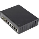 StarTech Industrial 6 Port Gigabit Ethernet Switch 4 PoE RJ45 +2 SFP Slots 30W PoE+ 48VDC 10/100/1000 Mbps -40C to 75C w/DIN, TAA