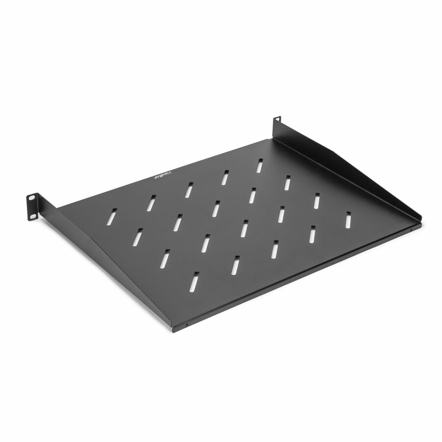 Rocstor 1U Universal Vented Rack Mount Shelf - 13.78in 350MM Depth - Black - 1U Rack Height x 19" Rack Width - 44lb / 20kg Weight Capacity - Cold-rolled Steel (CRS) - RoHS - Black