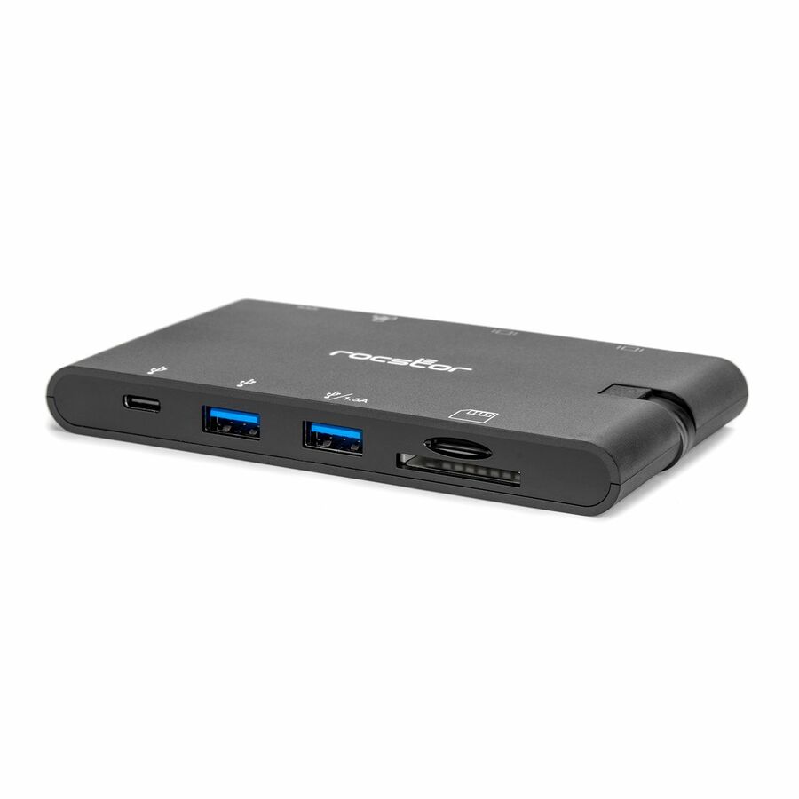 Rocstor Portable USB-C Multiport Adapter, 2x USB-C, USB-A, HDMI, VGA, RJ45, SD Card