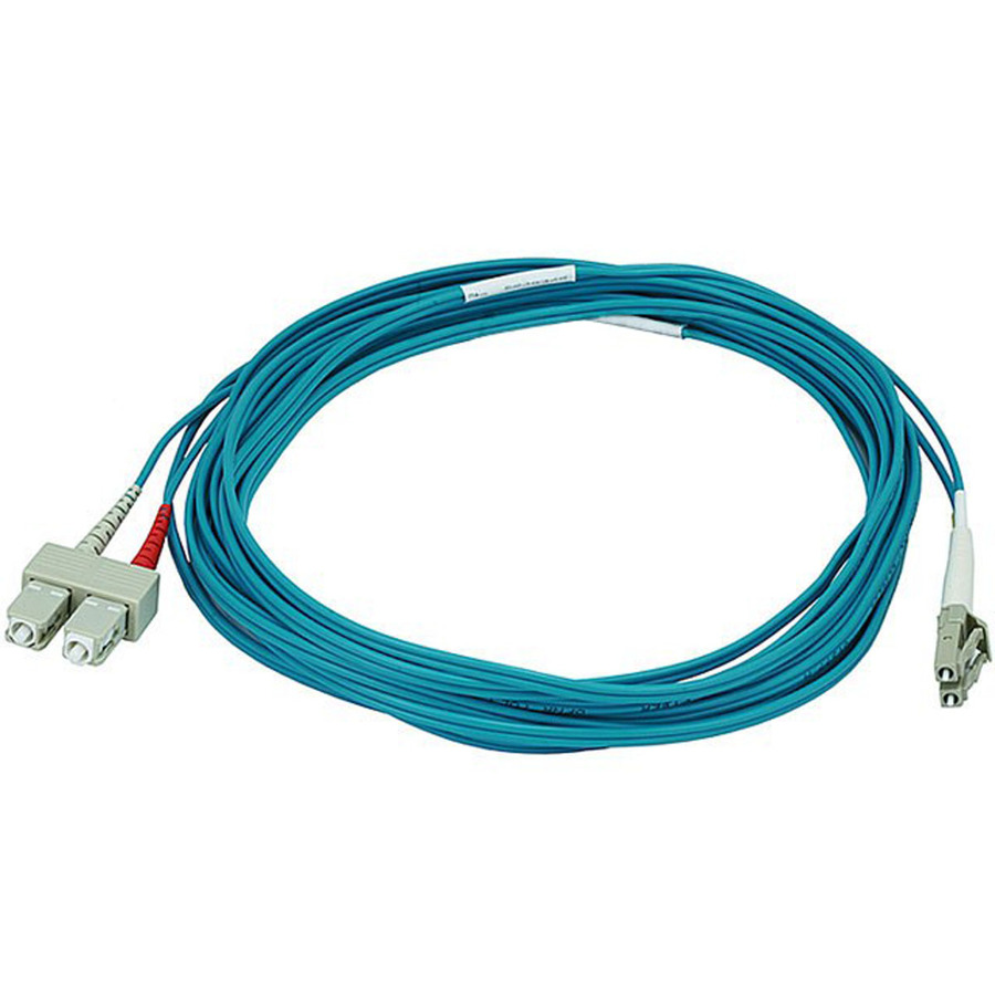 Monoprice 10Gb Fiber Optic Cable, LC/SC, Multi Mode, Duplex - 5 Meter (50/125 Type) - Aqua