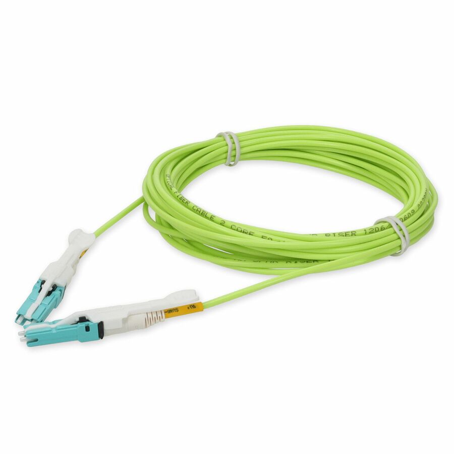 AddOn 8m CS to CS Lime Green OM5 Duplex OFNR (Riser-Rated) Fiber Patch Cable