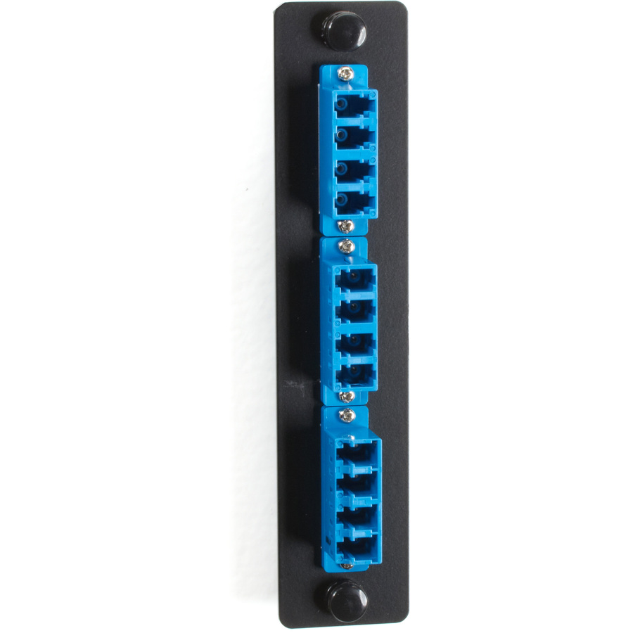 Black Box Standard Adapter Panel, Ceramic Sleeve, (6) LC Duplex Pairs, Blue