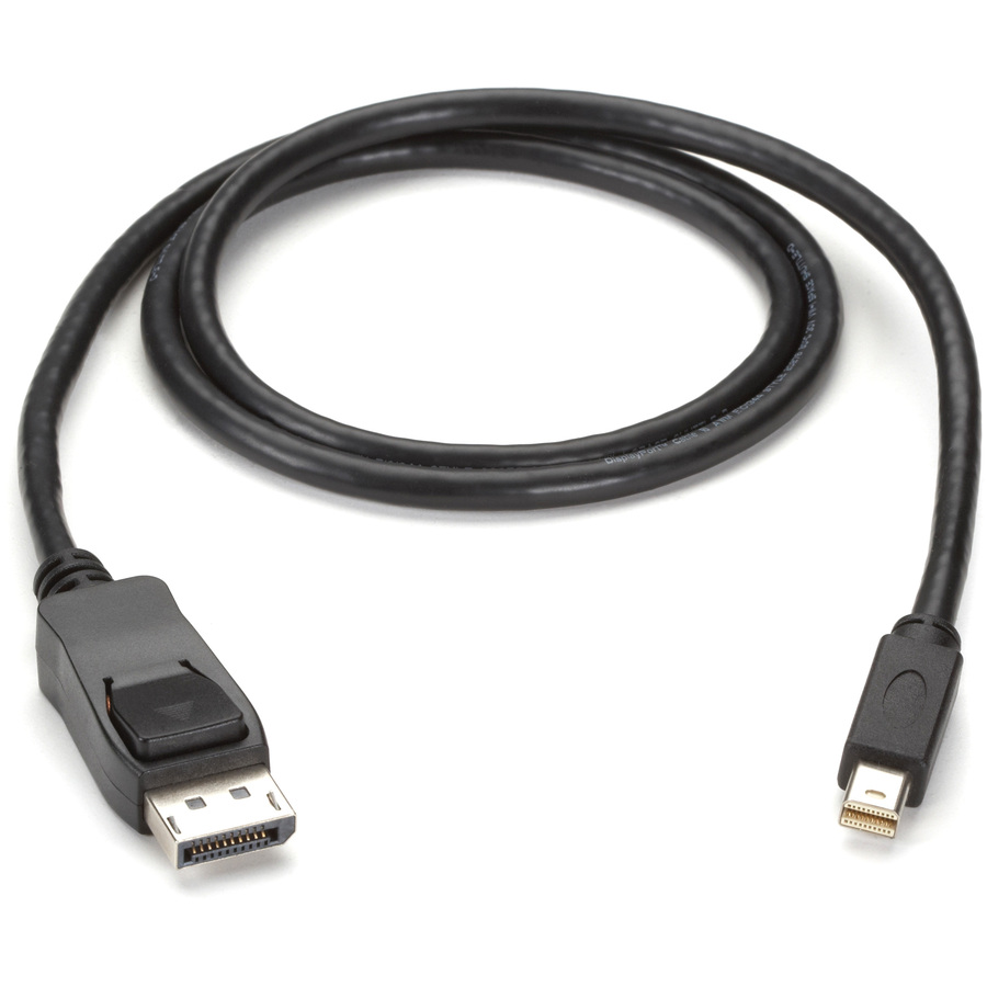 Black Box Mini DisplayPort to DisplayPort Cable, MM, 3-ft. (0.9-m) - 15 ft DisplayPort/Mini DisplayPort A/V Cable for Audio/Video Device, Notebook - First End: 1 x Mini DisplayPort 1.1 Digital Audio/Video - Male - Second End: 1 x DisplayPort 1.1 Digital Audio/Video - Male - 5.4 Gbit/s - Supports up to 1920 x 1080 - Gold Plated Connector - 32 AWG
