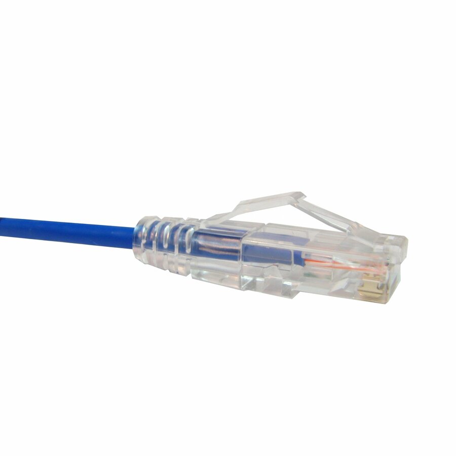 Unirise Clearfit Slim Cat6 Patch Cable, 28AWG, Snagless, Blue, 3ft