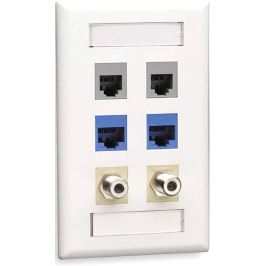 Black Box GigaStation2 6 Socket Network Faceplate - 6 x Socket(s) - White