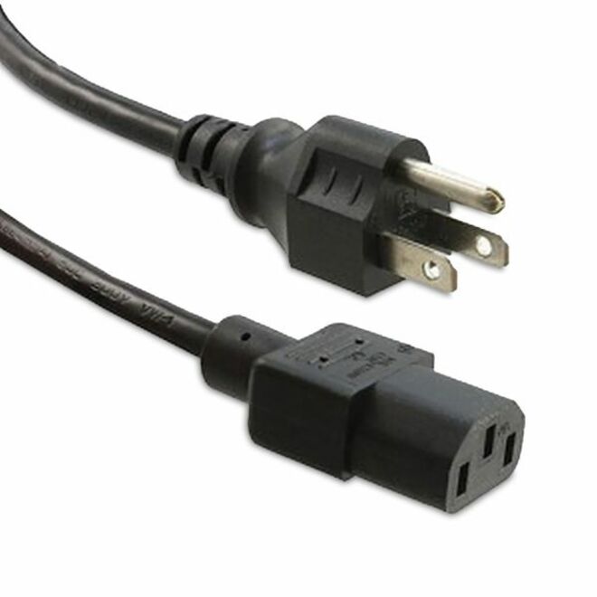 ENET Standard Power Cord - 13 A - Black - 6 ft Cord Length - NEMA 5-15P / IEC 60320 C13
