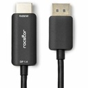 Rocstor DisplayPort/HDMI Audio/Video Cable - 6 ft DisplayPort/HDMI A/V Cable for Audio/Video Device, Computer, Chromebook, Digital Signage Player, Gaming Computer, HDTV, Graphics Card, Notebook, Monitor, PC, Projector, ... - First End: 1 x DisplayPort 1.4 Digital Audio/Video - Male - Second End: 1 x 19-Pin HDMI 2.0 Digital Audio/Video - Male - Supports up to 3840 x 2160 - Nickel, Gold Plated Connector - Gold Plated Contact - VW-1 - Black