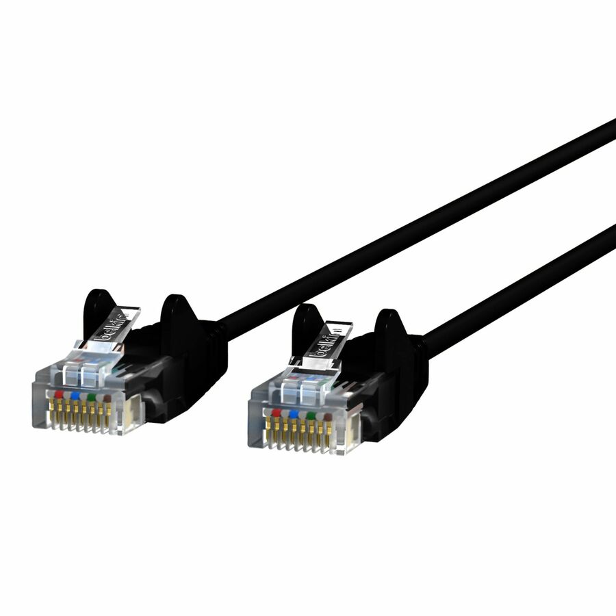 Belkin CAT6 Slim Gigabit Snagless UTP Ethernet Cable - 10 ft Category 6 Network Cable for Network Device, Notebook, Desktop Computer, Modem, Router, Wall Outlet - First End: 1 x RJ-45 Network - Male - Second End: 1 x RJ-45 Network - Male - 1 Gbit/s - Patch Cable - Gold Plated Connector - Gold Plated Contact - 28 AWG - Black