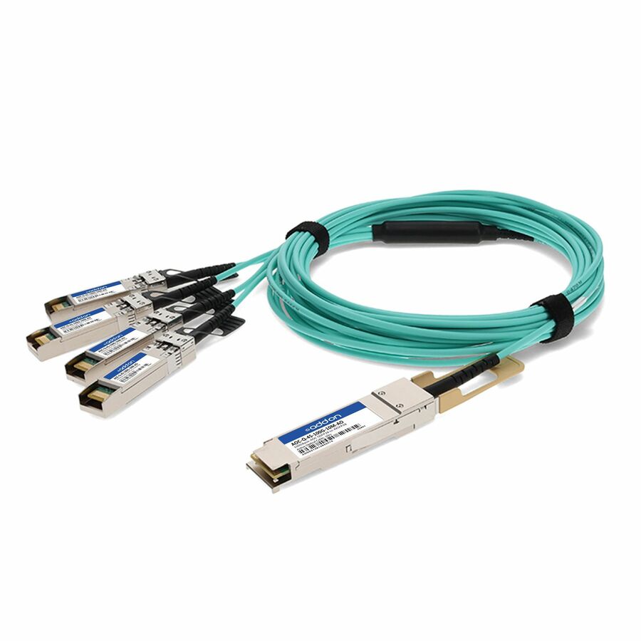 AddOn Arista Networks® AOC-Q-4S-100G-10M Compatible TAA Compliant 100GBase-AOC QSFP28 to 4xSFP28 Direct Attach Cable (850nm, MMF, 10m)